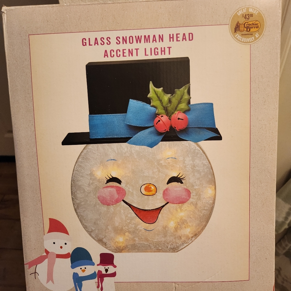 Snowman glass decor with lights